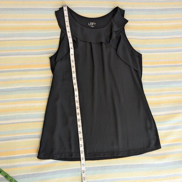 ⭐ Black Ann Taylor LOFT Mixed Media flowy sleeveless blouse Small - Picture 6 of 9